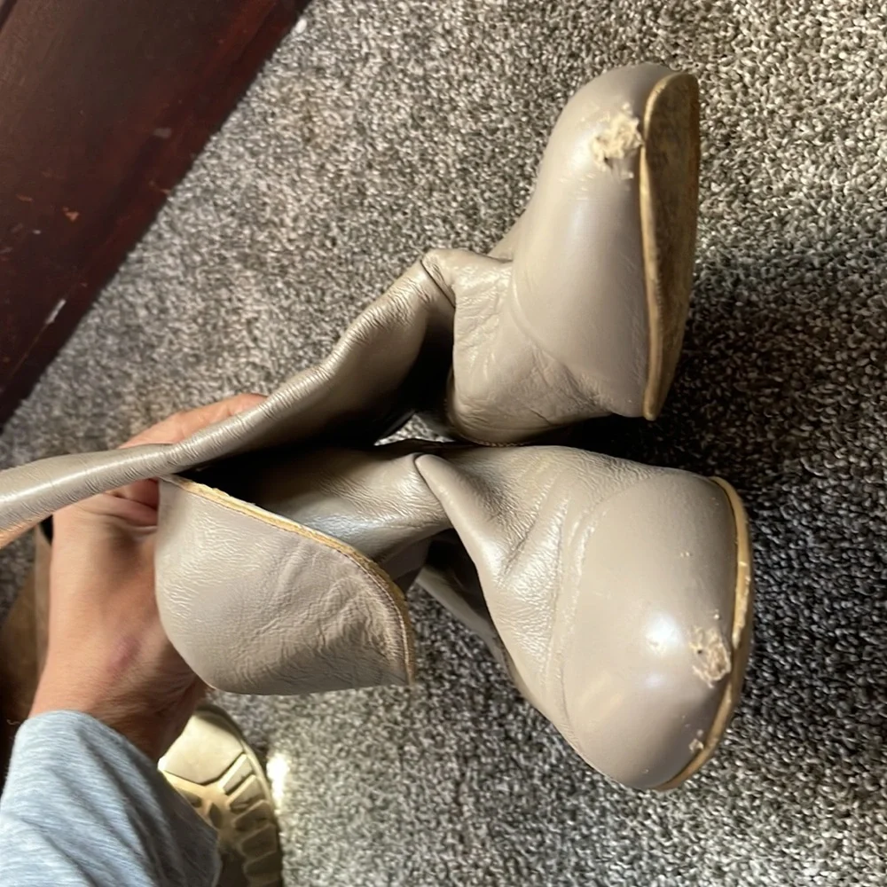 Poppies Gray Leather Foldover boots